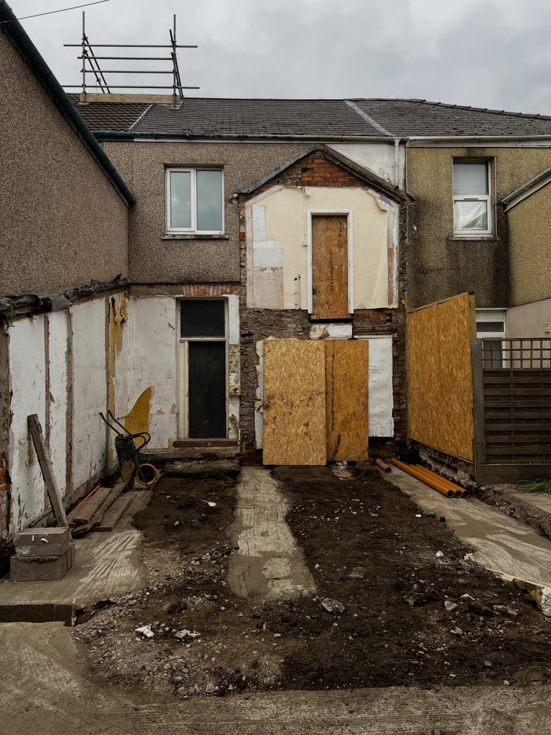 Rear of the Cathays property cleared and ready for new foundations