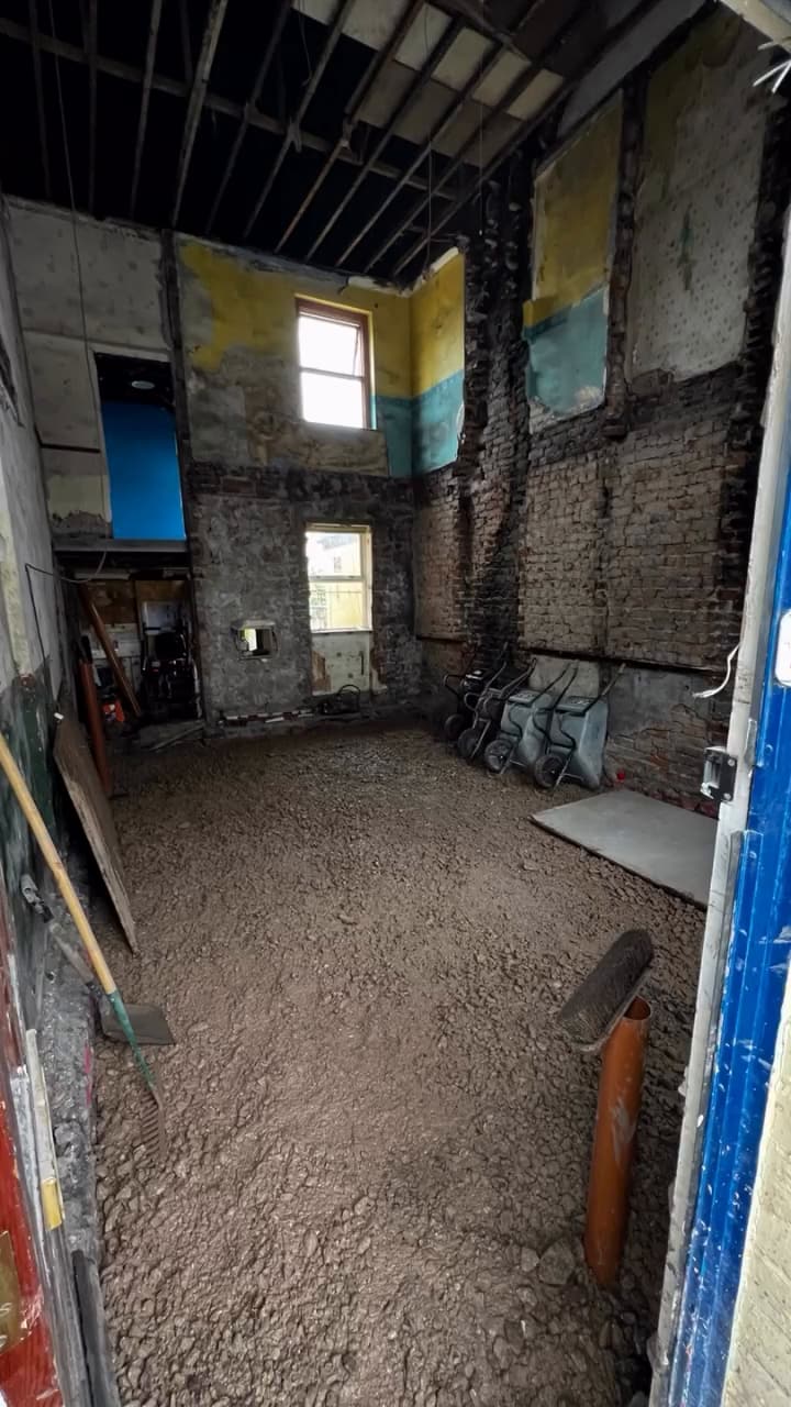 The original three-bed Cathays house taken back to brick, with floors removed